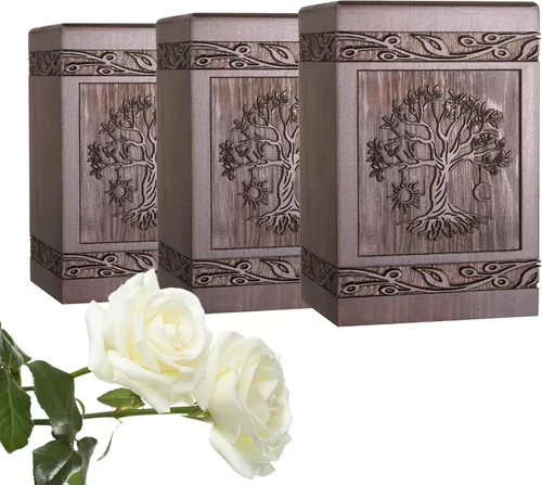 Vista 8 de Urnas de Cremación para Cenizas Humanas Adultas Masculinas y Femeninas, Caja de Urnas de Árbol de la Vida de Madera y Ataúd para Cenizas Hombres