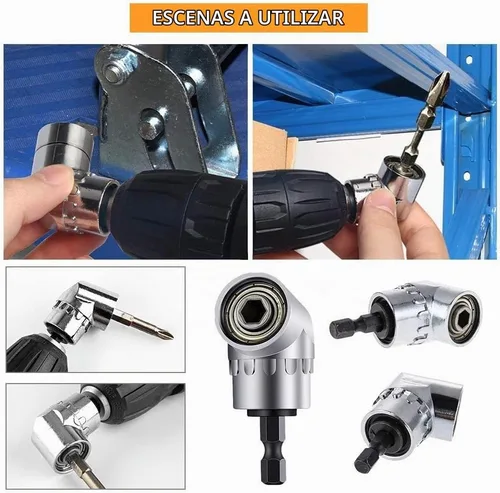 Vista 5 de Juego de extensión de broca flexible y llave de tubo universal, accesorio de taladro de ángulo recto de 105°, juego de adaptadores de enchufe