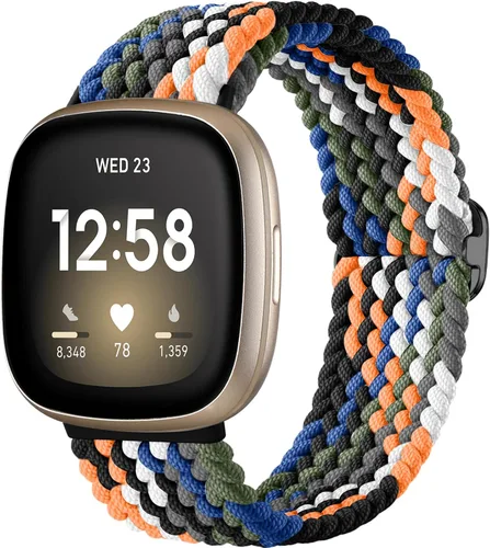 Vista 24 de Maledan Banda elástica trenzada compatible con Fitbit Sense/Versa 3/4 y Sense 2, correa elástica suave para reloj inteligente, accesorio