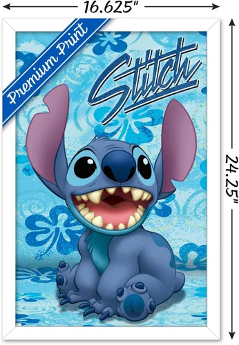 Vista 3 de Trends International Disney Lilo and Stitch - Póster de pared sentado, 14.72 x 22.37 pulgadas, versión enmarcada en blanco