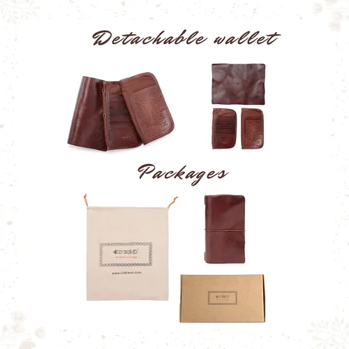Vista 6 de Cartera de viaje organizadora de cuero genuino Nomad Cartera de mujer con soporte para pasaporte