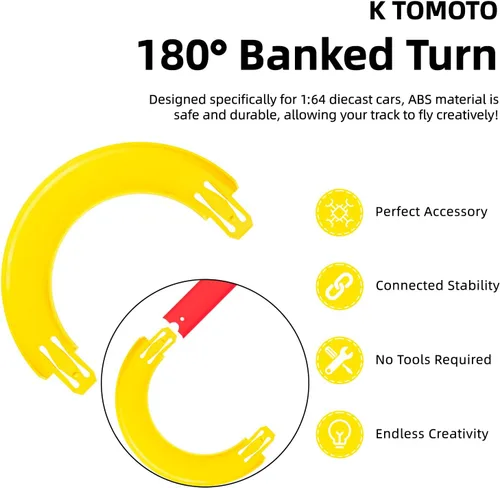 Vista 2 de 2 piezas de pista curvadas de 180° compatibles con Hot Wheels 180 grados gira pista, conector de pista de carreras para vehículo 1:64 y coche