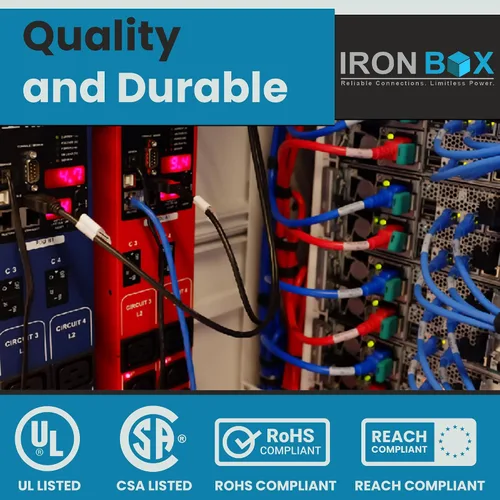 Vista 7 de IronBox Electric - Cable de Alimentación C14 a C13 de Servicio Pesado, 15A, 250V, Cable de Extensión para Computadora 14/3 AWG - Cables