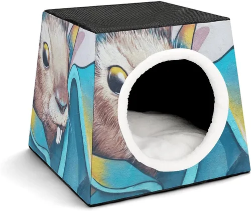 Vista 9 de Cama interior para gatos, sofá para gatos, cubo de gato impreso con almohada pequeña para gatitos, perros pequeños, bloques