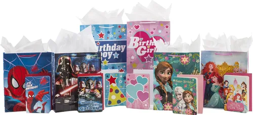 Vista 8 de Hallmark Bolsa de regalo grande de 13 pulgadas con tarjeta de cumpleaños y papel de seda (azul con estrellas, cumpleañero)