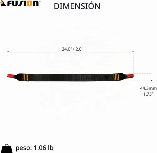 Vista 3 de ProGrip - Cordón de seguridad con cremallera y trabillas para engranajes, 2 pies, 23 kN, color negro