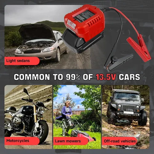 Vista 5 de Adaptador de arranque para baterías Milwaukee de 18 V/20 V, adaptador de cable de refuerzo automático de 13.5 V con luces LED, cables de salto