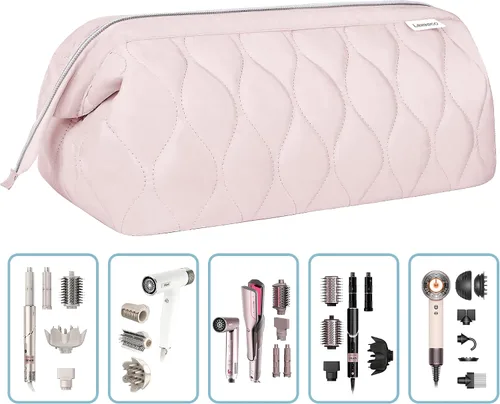 Vista 8 de Lexeeco Dyson Airwrap Travel Case for Shark Flex Style Fusion Hair Dryer Rosa
