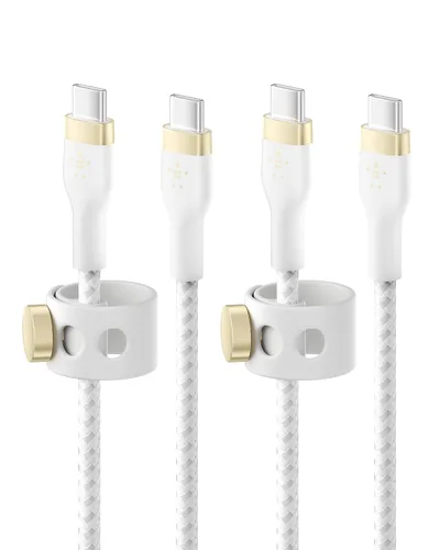 Vista 10 de Belkin BoostCharge Pro Flex Cable de Carga USB-C a USB-C Trenzado (2M/6.6 pies), Cable de Carga Rápida USB-IF para iPhone Serie 16, MacBook Pro