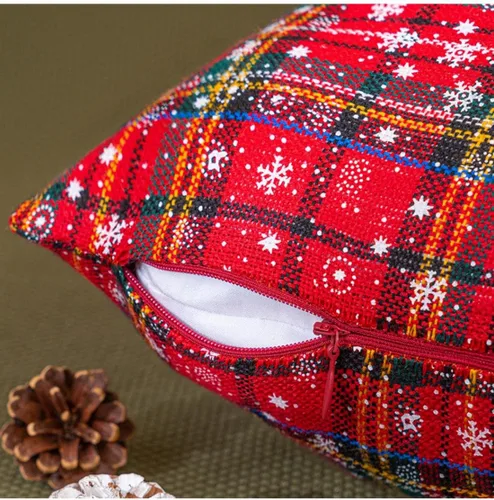 Vista 7 de MOJUN Juego de 2 fundas de almohada navideñas de 18 x 18 pulgadas, fundas de almohada decorativas de Navidad con copos de nieve, funda de cojín