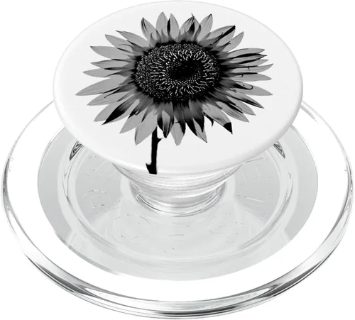 Vista 8 de Simple Flower - PopSockets de girasol blanco y negro intercambiable PopGrip
