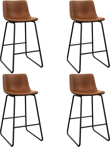 Vista 48 de YaFiti - Juego de 2 sillas de comedor de 18 pulgadas, sillas modernas tapizadas para comedor con cojines de piel sintética y patas de metal, silla