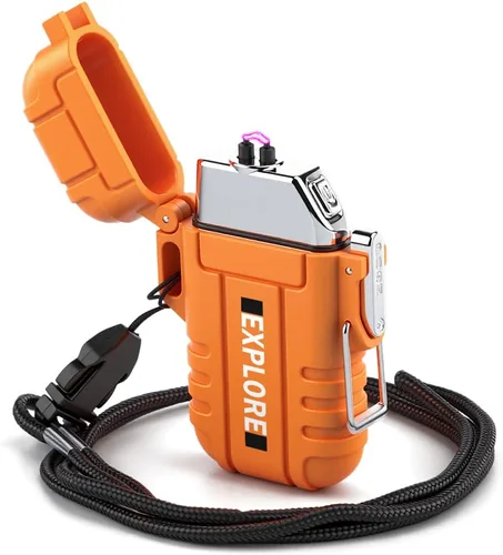 Vista 10 de LcFun Encendedor eléctrico USB C recargable de plasma resistente al viento, encendedores de arco sin llama, fósforos a prueba de agua para camping
