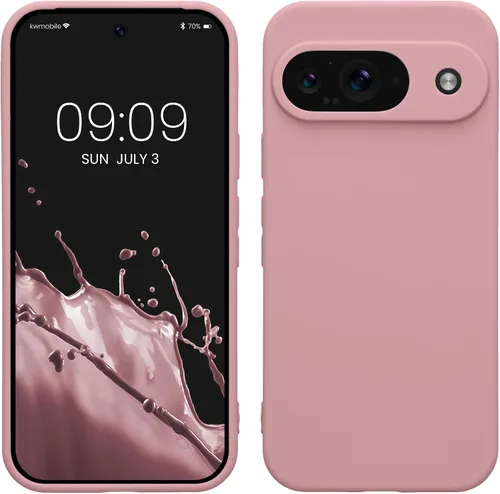 Vista 121 de kwmobile Funda compatible con Google Pixel 9 - Funda protectora delgada de TPU para teléfono - Acabado mate suave - Piedra antigua