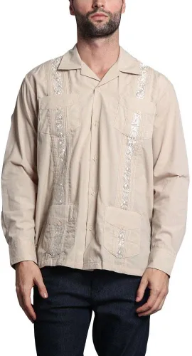 Vista 36 de G-style EE. UU. Remera playera mangas cortas de guayabera cubana para hombres