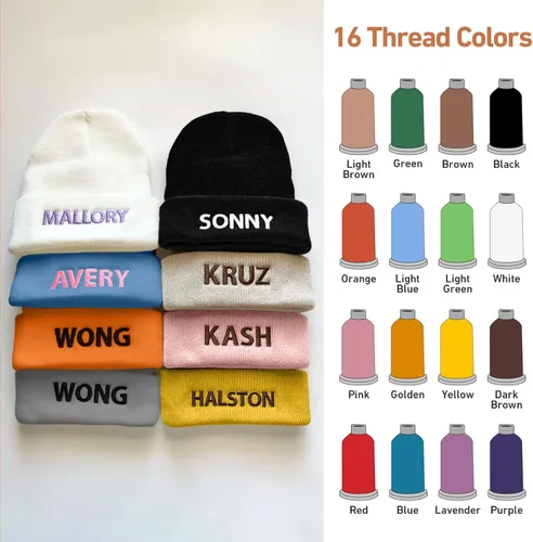 Vista 7 de Gorros personalizados para bebés, niñas y niños, gorros bordados personalizados con nombre para bebés, niños y adultos