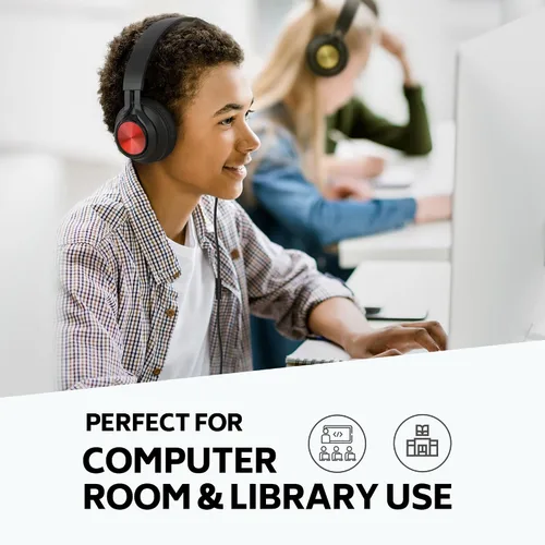 Vista 8 de AILIHEN - Paquete de 12 audífonos para aula, para K-12 School Library Museum Micrófono HD, plegable, ajustable, auriculares con conector de 0.138