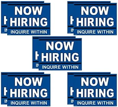 Vista 7 de NOW HIRING Inquire Within" - Adhesivo para ventana de 18 x 24 pulgadas, hacia adentro hacia afuera (10 unidades: 5 azules y 5 rojos)