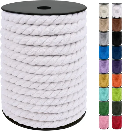 Vista 32 de JeogYong Cordón de algodón de 10mm, 22.86 metros de cuerda natural para macramé, hilo de 3 hebras torcido, cuerda para macramé para manualidades