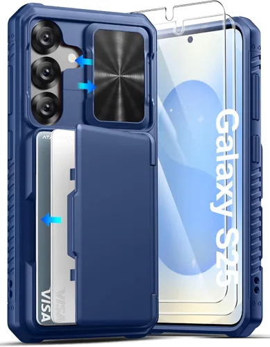 Vista 29 de ATATOO Funda tipo cartera para Samsung Galaxy S25, tarjetero integrado (3-5 tarjetas) [bloqueo RFID] y cubierta de cámara deslizante, protección