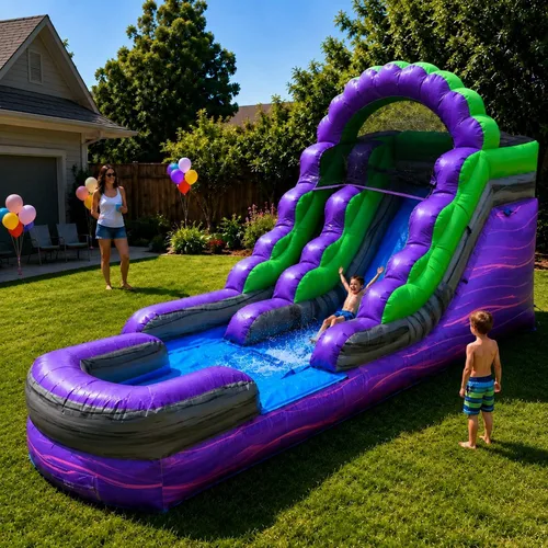 Vista 26 de TentandTable Tobogán acuático inflable para niños y adultos, diversión acuática gigante de grado comercial, incluye soplador de aire eléctrico, 35