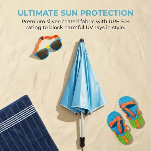 Vista 2 de Sombrilla de 30 pulgadas con abrazadera, sombrilla impermeable para niños al aire libre, paraguas con clip en sillas de playa, cochecitos, sillas
