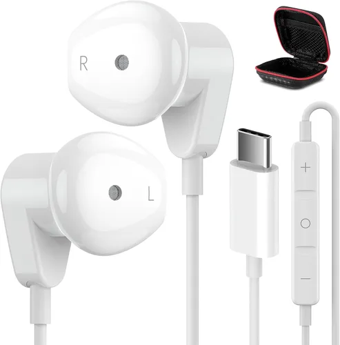 Vista 14 de APETOO Auriculares USB C para iPhone Air 17 16 Pro Max 15 Plus iPad, Samsung S25/S24/S23/S22/S21 HiFi Stereo USB-C Auriculares con cable