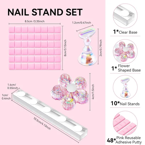 Vista 7 de Makartt Soporte de uñas para uñas a presión, práctica de pintura artística, soporte magnético para pintar uñas, soporte para diseños de uñas
