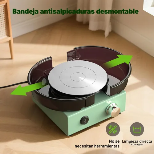 Vista 4 de Alldeer Kit de mini rueda de cerámica – Rueda giratoria de arcilla de rotación bidireccional de 6 pulgadas, marco de metal, bandeja de salpicaduras