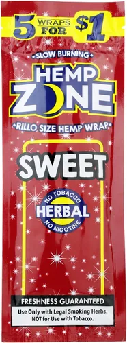 Vista 2 de The Zone Premium Sweet Wraps. 75 envolturas en total. 5 envolturas por paquete. 15 paquetes! Sin OMG, sin nicotina y tabaco, quema lenta y suave.
