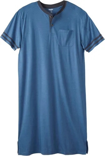 Vista 9 de KingSize Camisón Henley de manga corta para hombre grande y alto Gris Caliente Carbón