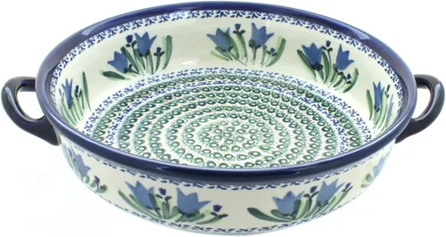 Vista 4 de Blue Rose - Cacerola redonda de sauce azul con asas, 10.25 pulgadas de diámetro, única, apta para lavavajillas y duradera