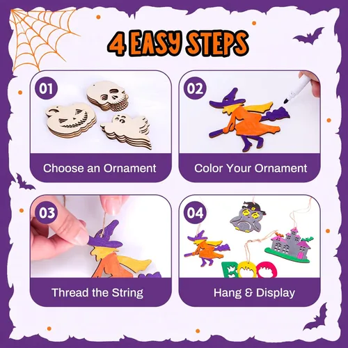 Vista 3 de Max Fun Manualidades de Halloween para niños, 36 piezas de adornos