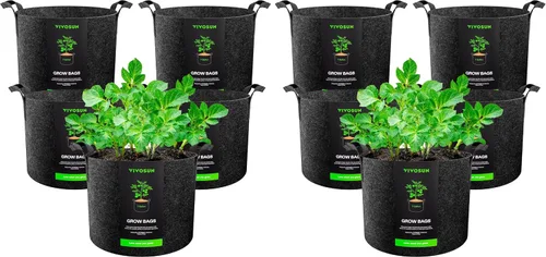 Vista 25 de VIVOSUN - Paquete de 5, 1 galón, bolsas para cultivar de tela no tejida gruesa resistente con asas Negro