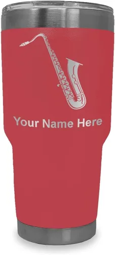 Vista 38 de LaserGram Vaso aislado al vacío de 20 onzas, saxofón, grabado personalizado incluido (negro)