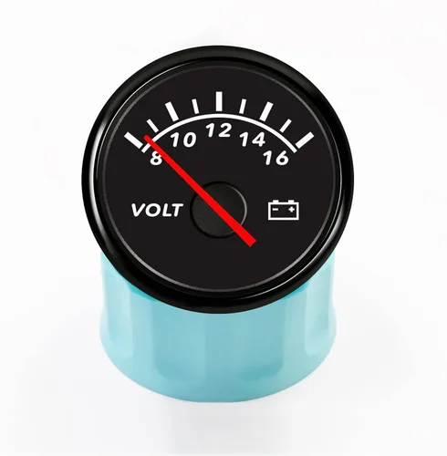 Vista 2 de 52mm (2") Universal Voltímetro Puntero Voltaje 12V 8-16V con Retroiluminación Roja para Barco Marino, Yate, Auto, Motor