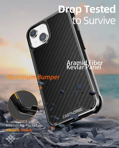 Vista 3 de CaseBorne R - Funda compatible con iPhone 13 / iPhone 14, protección a prueba de golpes, grado militar probado en caídas de 12 pies, marco