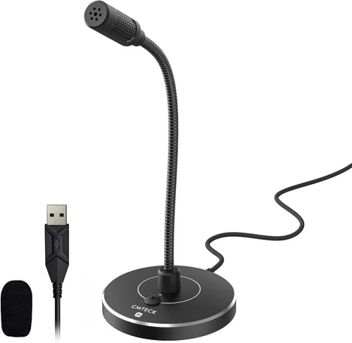 Vista 11 de CMTECK - Micrófono USB para computadora G009, micrófono de escritorio con cancelación de ruido para PC/laptop para chat en línea, estudio en casa