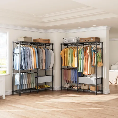 Vista 3 de Golpart Armario de metal resistente con estantes de alambre ajustables Closet Organizers and Storage Clothing Rack Metal System Freestanding