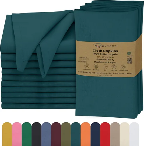 Vista 34 de Ruvanti - Servilletas de tela, paquete de 6, 45x45 centímetros, 100% algodón, lavables, suaves y absorbentes, perfectas para bodas, cenas de Belleza