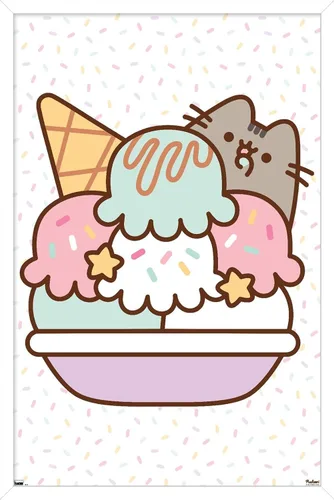 Vista 13 de Trends International Pusheen - Póster de pared de helado, 22.4 pulgadas de largo x 14.7 pulgadas, versión enmarcada en plata Versión con marco