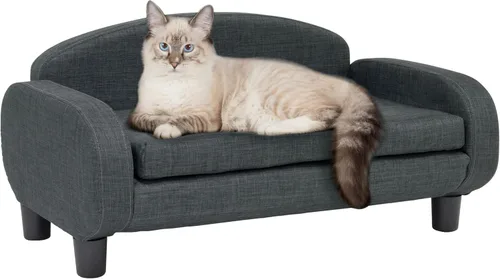 Vista 17 de Paws & Purrs Sofá cama para gatos, sofá para mascotas para gatos de interior, camas elevadas para gatos con funda de colchón extraíble lavable