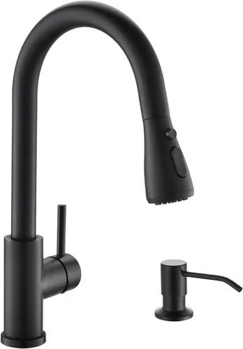 Vista 11 de Grifo de cocina Kicimpro de acero inoxidable con acabado negro mate RO, grifo de filtro de agua para fregadero de 0.59-1.37 pulgadas, grifo