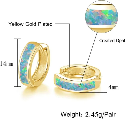 Vista 150 de CiNily Aretes Huggie de ópalo con bisagras, chapados en oro, hipoalergénicos, pequeños aretes de aro para mujeres, adolescentes, niñas, hombres