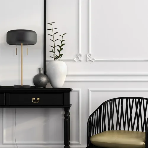 Vista 3 de Lámpara de mesa de 2 luces GLOBE Electric x Novogratz 67347, 55.9 cm, gris oscuro metálico, interruptor de cadena doble, iluminación moderna