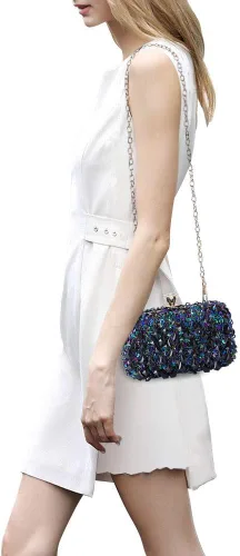 Vista 7 de UBORSE Bolsos de noche con lentejuelas brillantes y diamantes de imitación para mujer, estilo vintage, con cuentas de cristal, para cóctel, fiesta