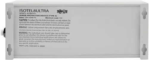 Vista 8 de Tripp Lite Isobar - Protector de sobretensiones de 8 tomas, cable de 12 pies, enchufe de ángulo recto, 3840 julios, LED de diagnóstico
