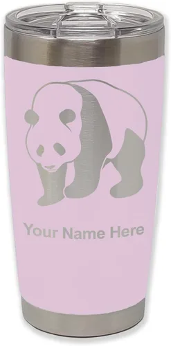 Vista 21 de LaserGram Vaso aislado al vacío de 20 onzas, oso panda, grabado personalizado incluido (negro)
