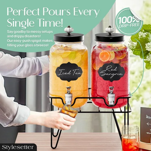 Vista 6 de Style Setter Manchester - Juego de 2 dispensadores de bebidas frías con 3.1 litros cada uno