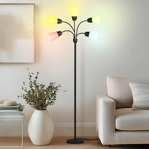 Vista 6 de Brightech Medusa - Lámpara de pie LED moderna – Lámpara de pie de múltiples cabezales para salas de estar y oficinas – Lámpara alta con pantalla